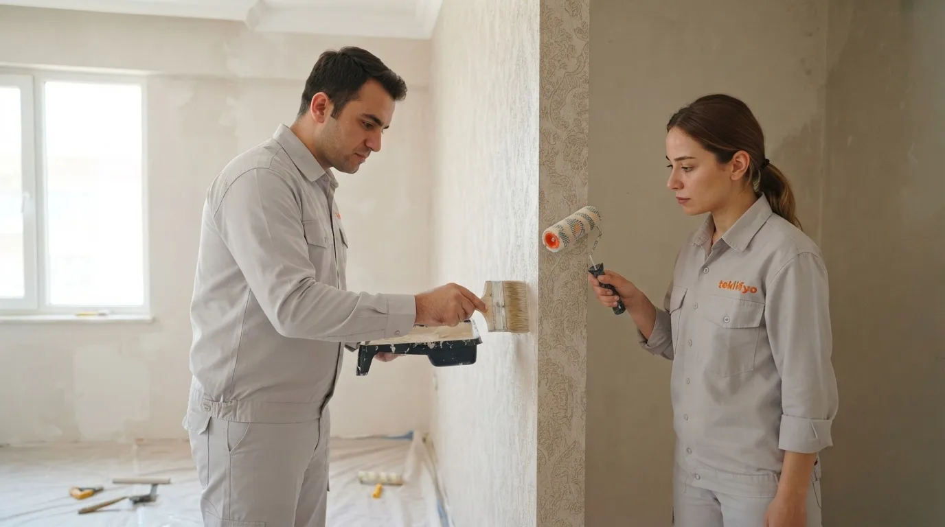 Duvar Kağıdı Görünümlü Boya