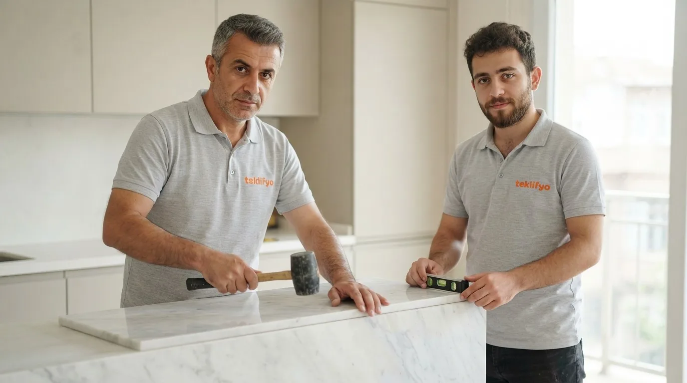 Mutfak Tezgahı Mermer Kaplama